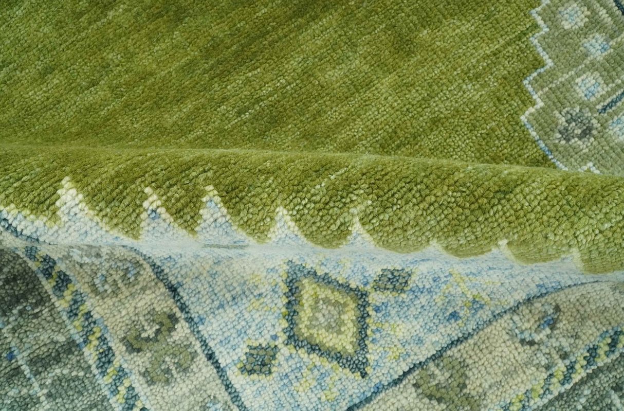 Green, Blue and Gray Hand Knotted Traditional Heriz 8x10 wool area rug