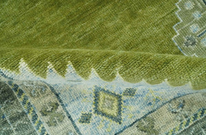 Green, Blue and Gray Hand Knotted Traditional Heriz 8x10 wool area rug