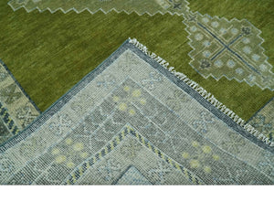 Green, Blue and Gray Hand Knotted Traditional Heriz 8x10 wool area rug