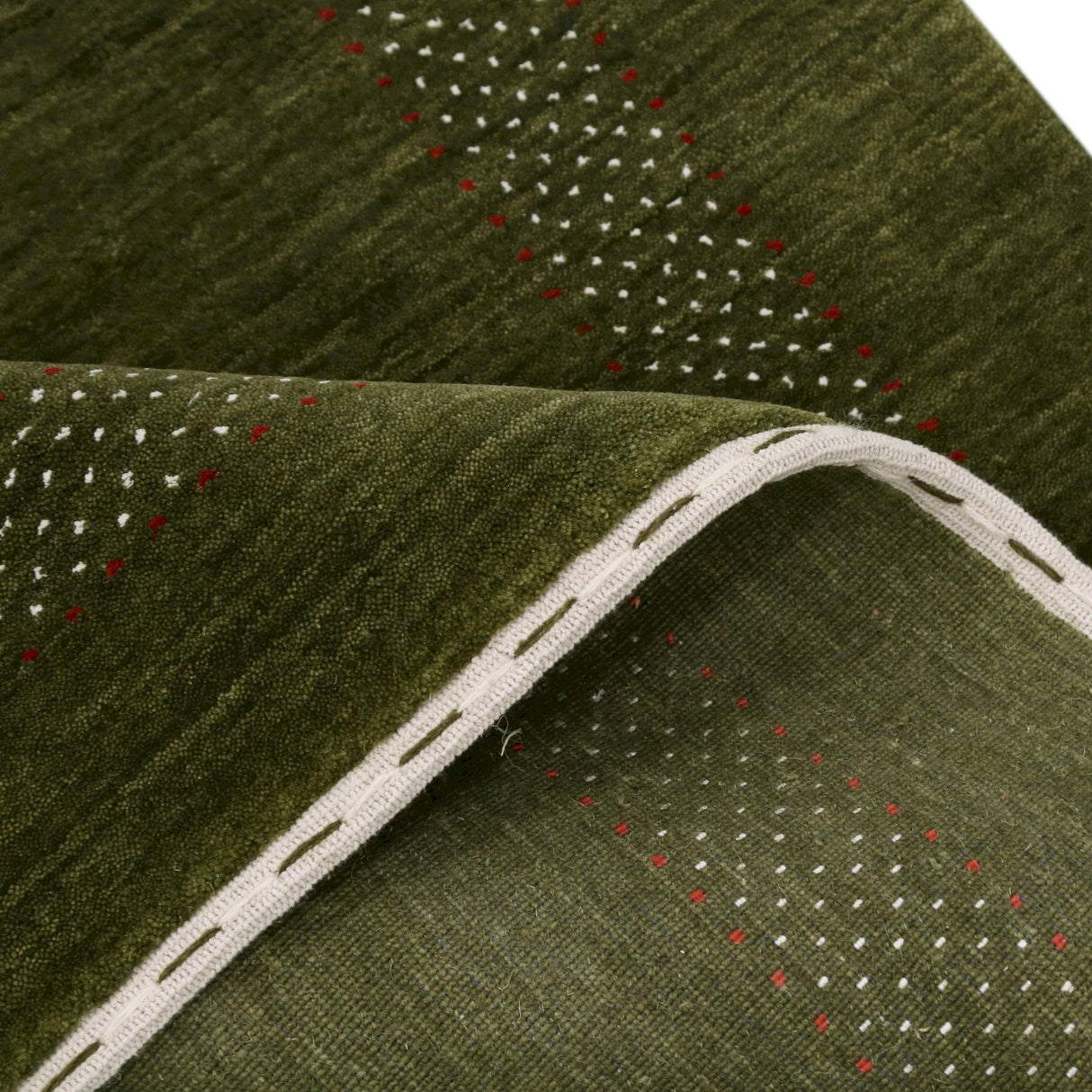 Green Tribal Center Pattern Hand Loomed Wool Area Rug