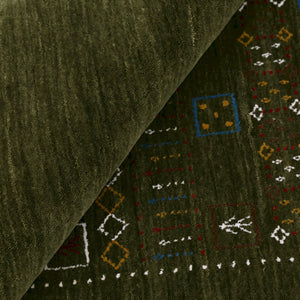 Green Tribal Center Pattern Hand Loomed Wool Area Rug