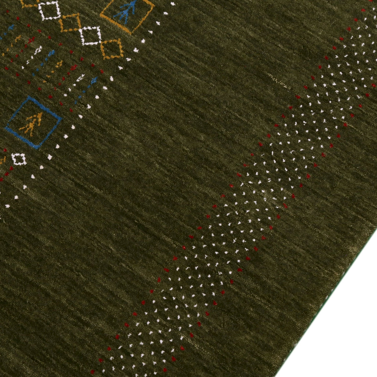 Green Tribal Center Pattern Hand Loomed Wool Area Rug