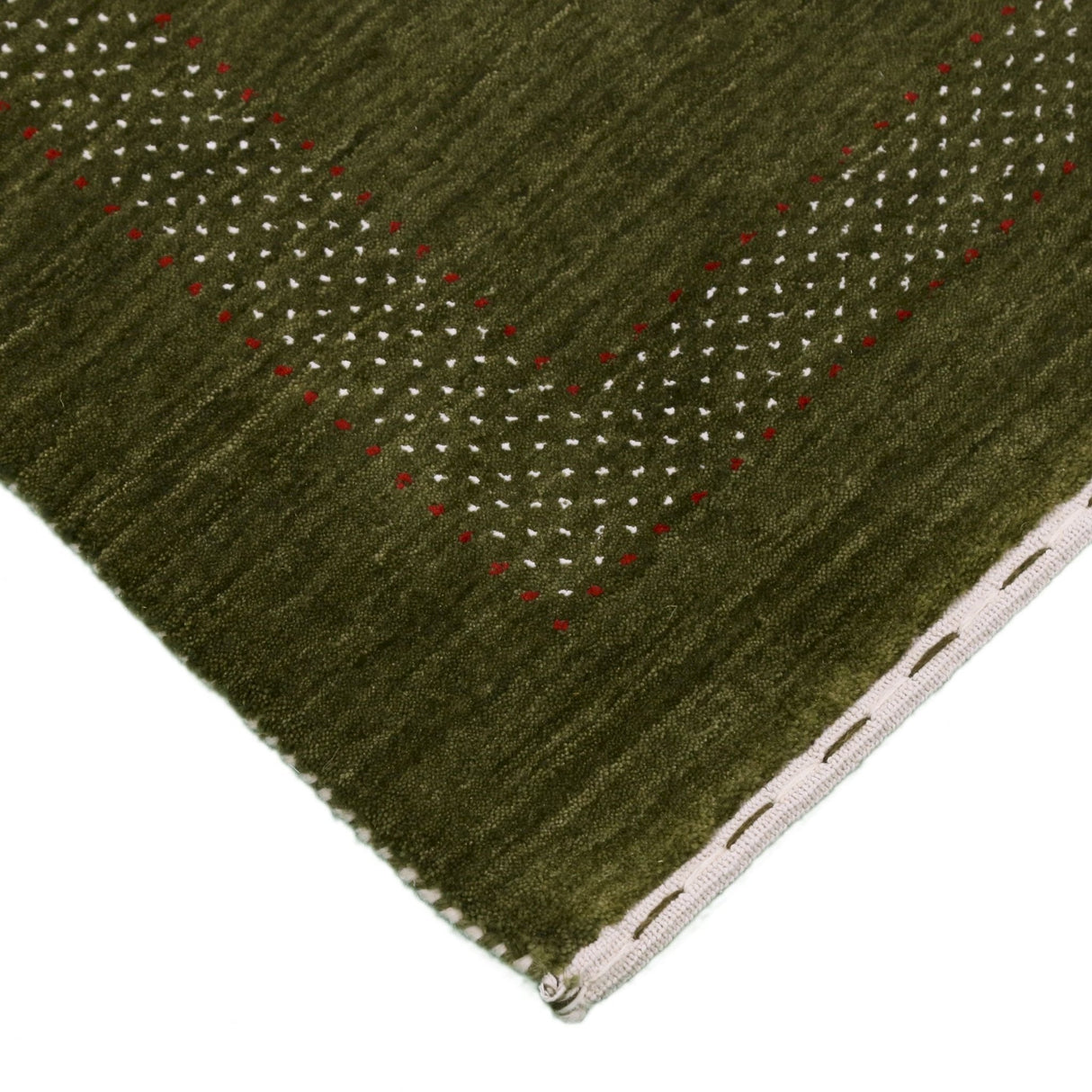 Green Tribal Center Pattern Hand Loomed Wool Area Rug