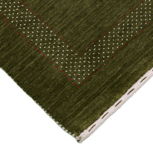 Green Tribal Center Pattern Hand Loomed Wool Area Rug