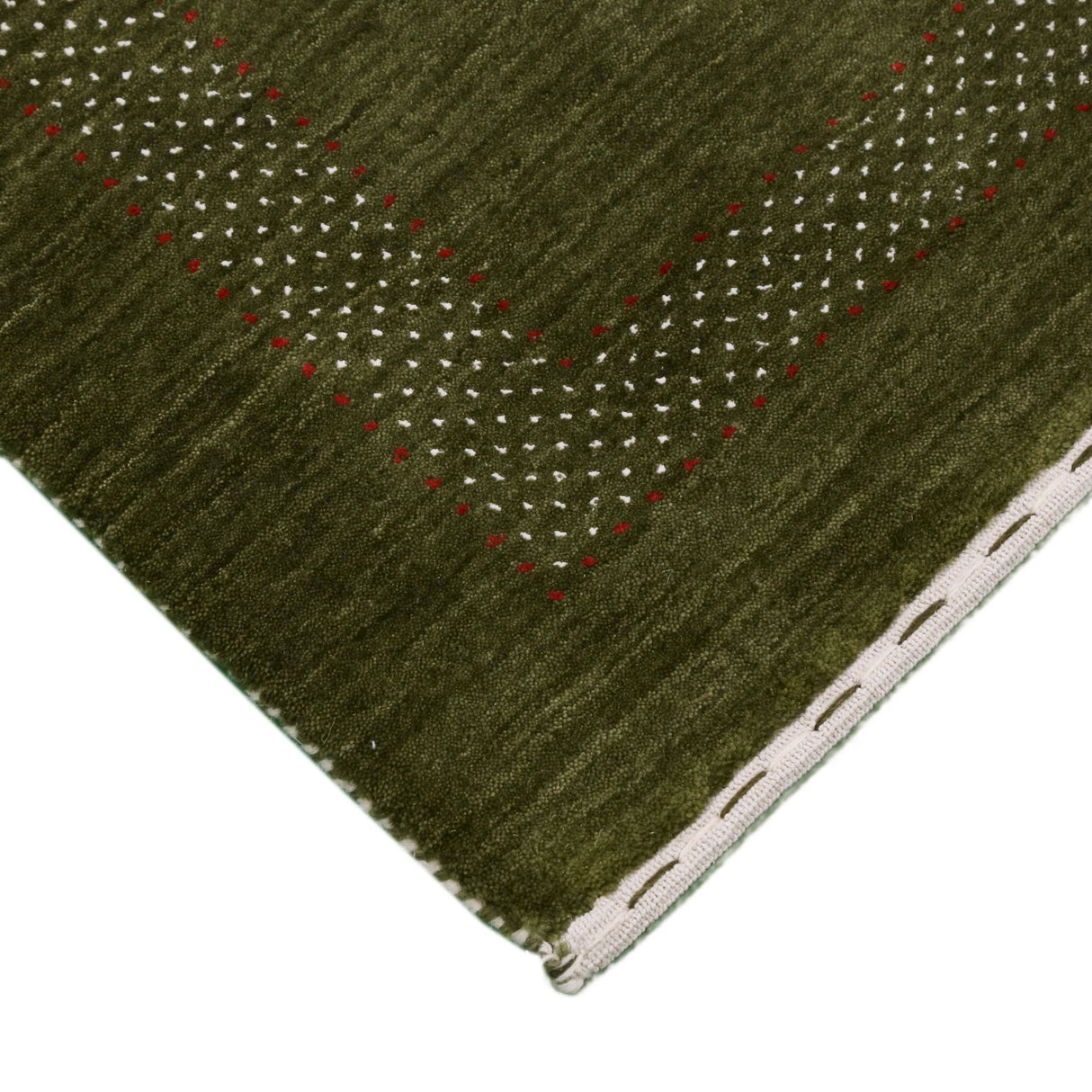 Green Tribal Center Pattern Hand Loomed Wool Area Rug