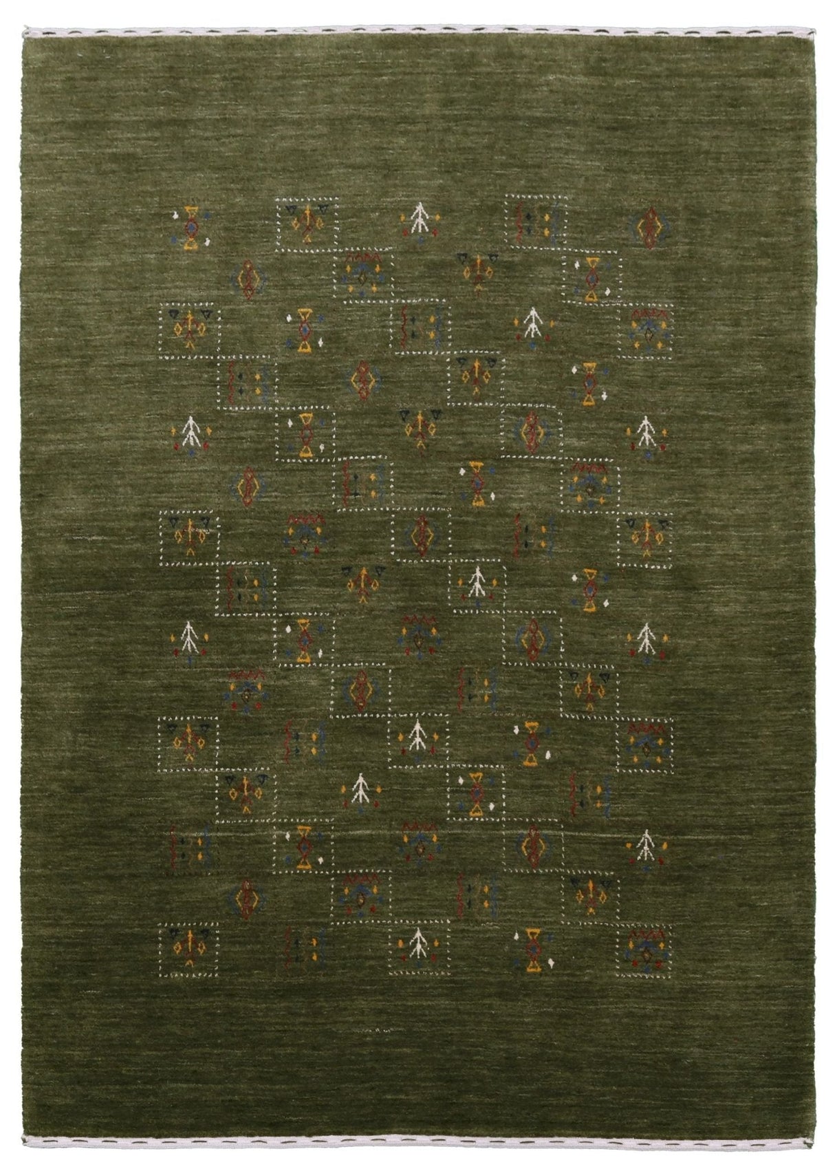 Green Tribal Design Hand Loomed Wool Area Rug