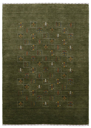 Green Tribal Design Hand Loomed Wool Area Rug