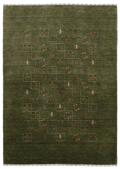 Green Tribal Design Hand Loomed Wool Area Rug