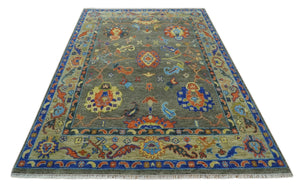 Green and Beige Colorful Wool Hand knotted Traditional Oushak Multi Size wool Area Rug