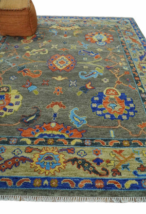 Green and Beige Colorful Wool Hand knotted Traditional Oushak Multi Size wool Area Rug