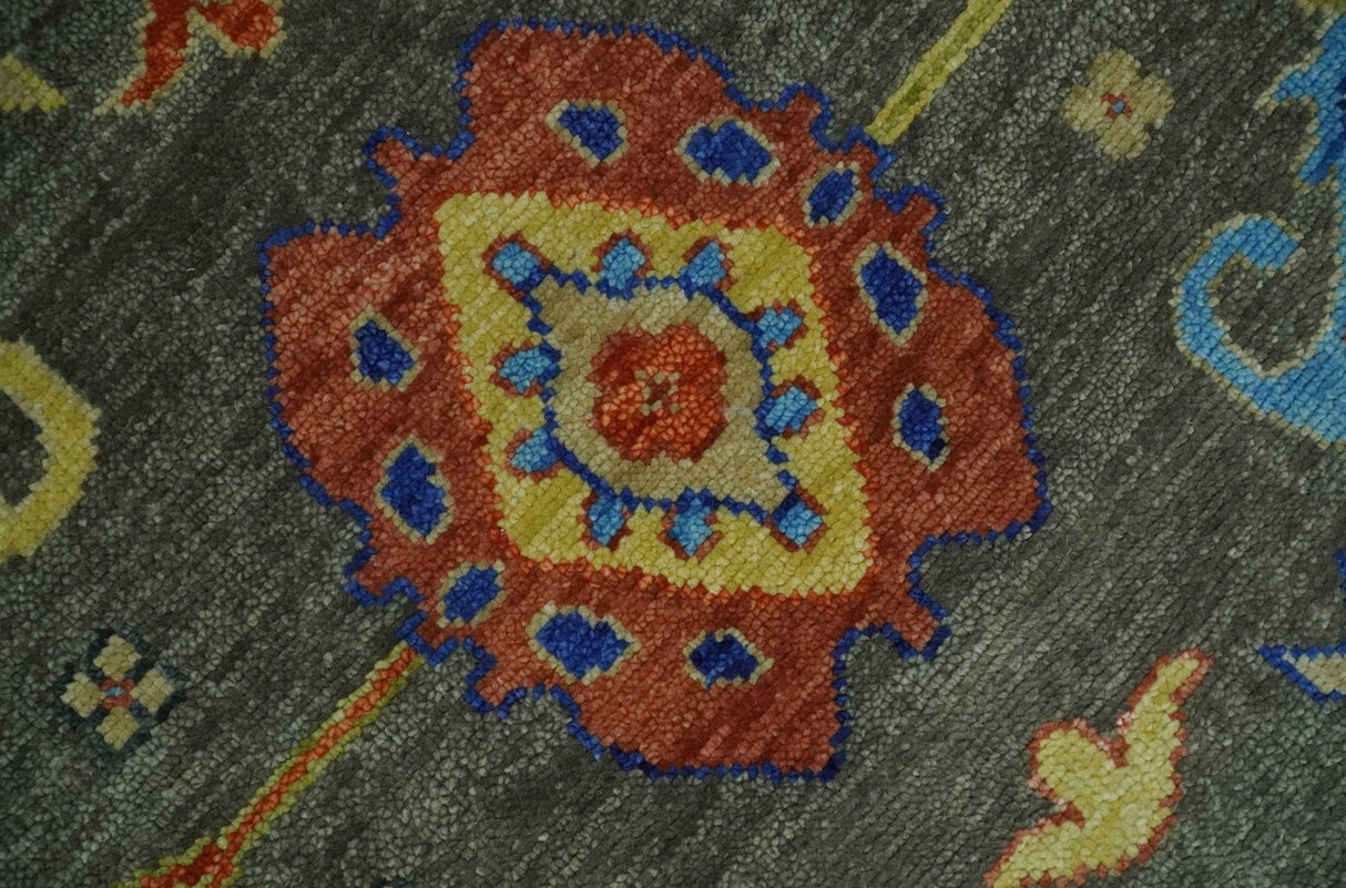 Green and Beige Colorful Wool Hand knotted Traditional Oushak Multi Size wool Area Rug