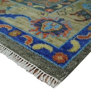Green and Beige Colorful Wool Hand knotted Traditional Oushak Multi Size wool Area Rug
