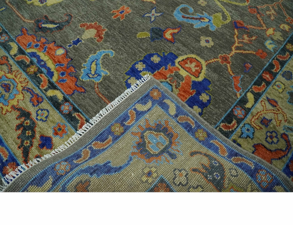 Green and Beige Colorful Wool Hand knotted Traditional Oushak Multi Size wool Area Rug