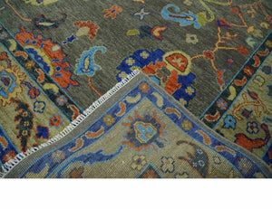 Green and Beige Colorful Wool Hand knotted Traditional Oushak Multi Size wool Area Rug