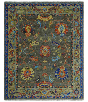 Green and Beige Colorful Wool Hand knotted Traditional Oushak Multi Size wool Area Rug