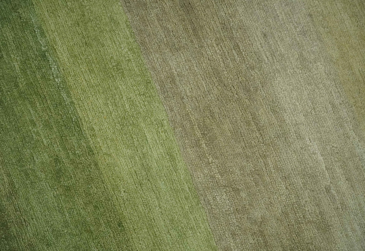 Green and Brown Shades Modern Stripes Design 6x8 Hand loom Wool area Rug