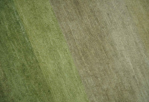 Green and Brown Shades Modern Stripes Design 6x8 Hand loom Wool area Rug