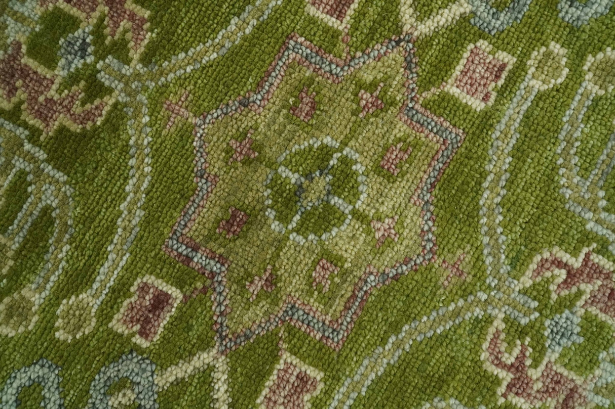 Green and Purple Traditional Floral Design 8x10 wool area rug
