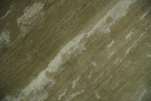 Green and Silver Modern Abstract Hand loom 5x7 wool and Art Silk Area Rug