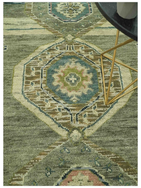 Green and Teal Traditional Hand Knotted 8x10 wool area rug