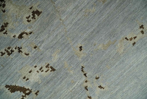 Grey, Charcoal, Olive and Ivory 6x9 Hand Knotted Abstract Wool and Viscose Area Rug