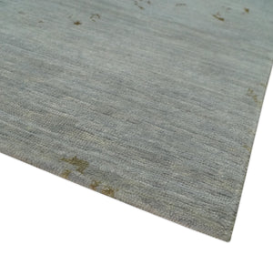 Grey, Charcoal, Olive and Ivory 6x9 Hand Knotted Abstract Wool and Viscose Area Rug