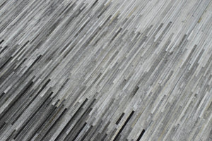 Hairon Leather Stripe Design Handmade Gray and Silver Area Rug, Hand Stitched Genuine Leather Rug | LR5