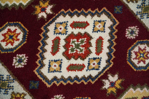 Hallway 2x4 Red and Beige Wool Hand Knotted traditional Persian Vintage Antique Southwestern Kazak | TRDCP29624