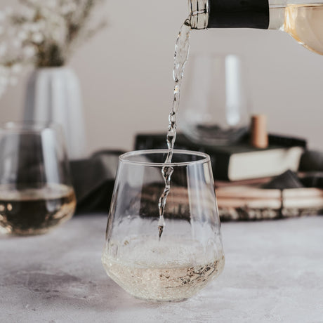 Hammered Base All Purpose Stemless Wine Glass, 17.75 ounce, Set of 8