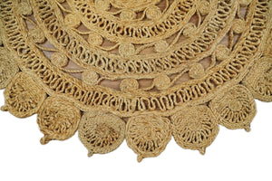 Hand Braided Solid Round Natural Brown Jute Silsal Rug | JR12