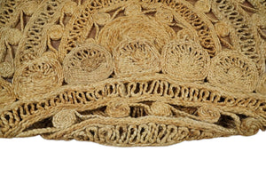 Hand Braided Solid Round Natural Brown Jute Silsal Rug | JR12