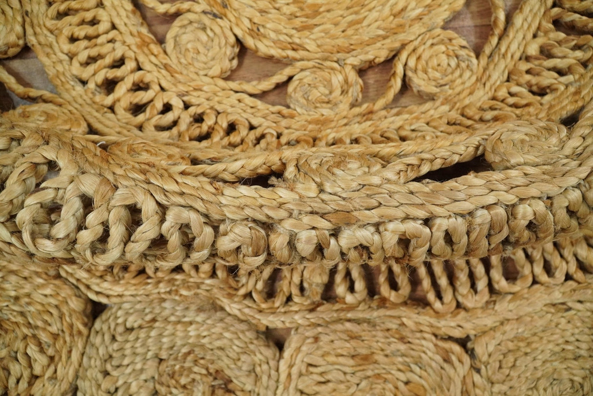 Hand Braided Solid Round Natural Brown Jute Silsal Rug | JR12