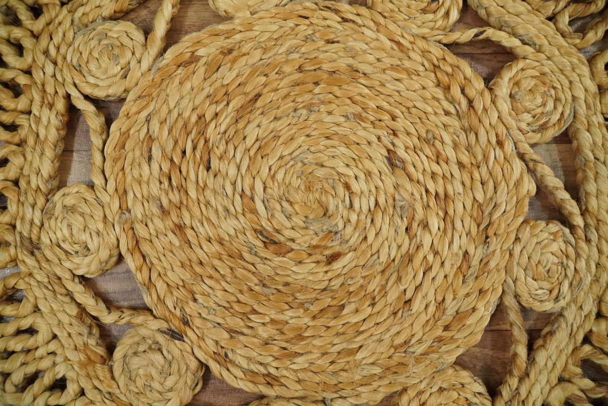 Hand Braided Solid Round Natural Brown Jute Silsal Rug | JR12