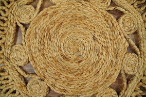 Hand Braided Solid Round Natural Brown Jute Silsal Rug | JR12