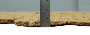 Hand Braided Solid Round Natural Brown Jute Silsal Rug | JR12