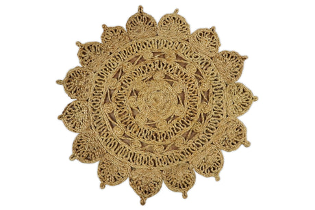Hand Braided Solid Round Natural Brown Jute Silsal Rug | JR12