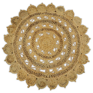 Hand Braided Solid Round Natural Brown Jute Silsal Rug | JR12