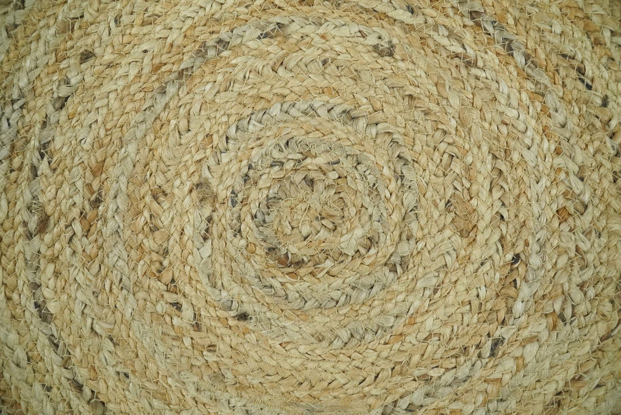 Hand Braided Solid Round natural Brown Jute Rug | JR6