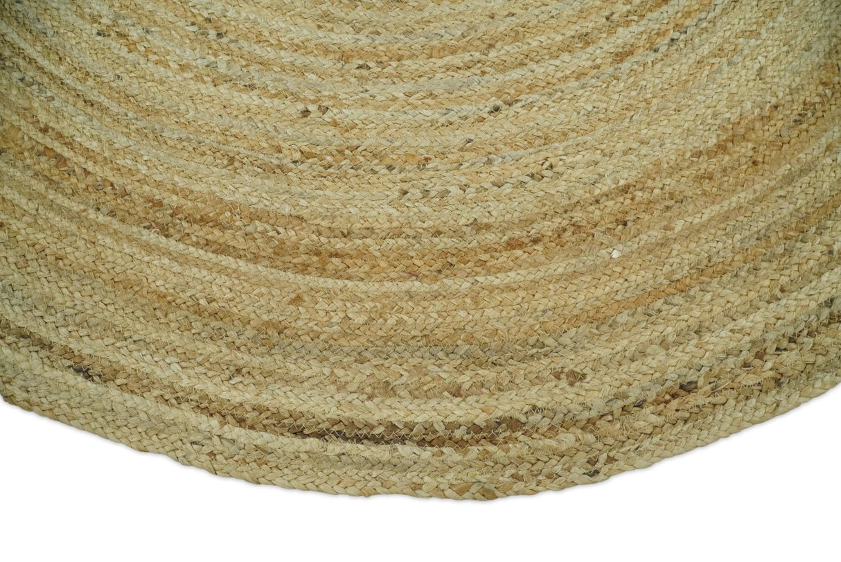 Hand Braided Solid Round natural Brown Jute Rug | JR6