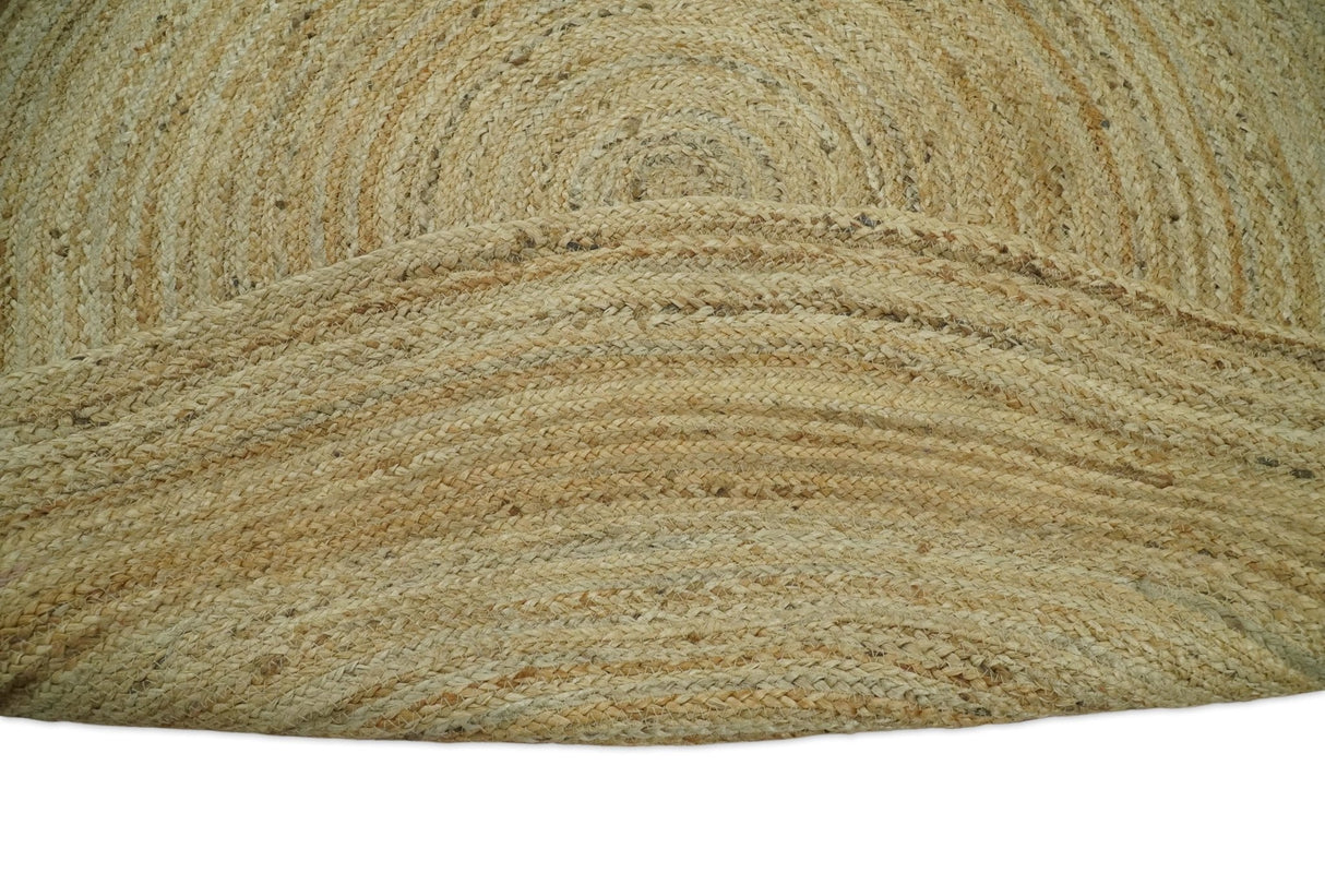 Hand Braided Solid Round natural Brown Jute Rug | JR6