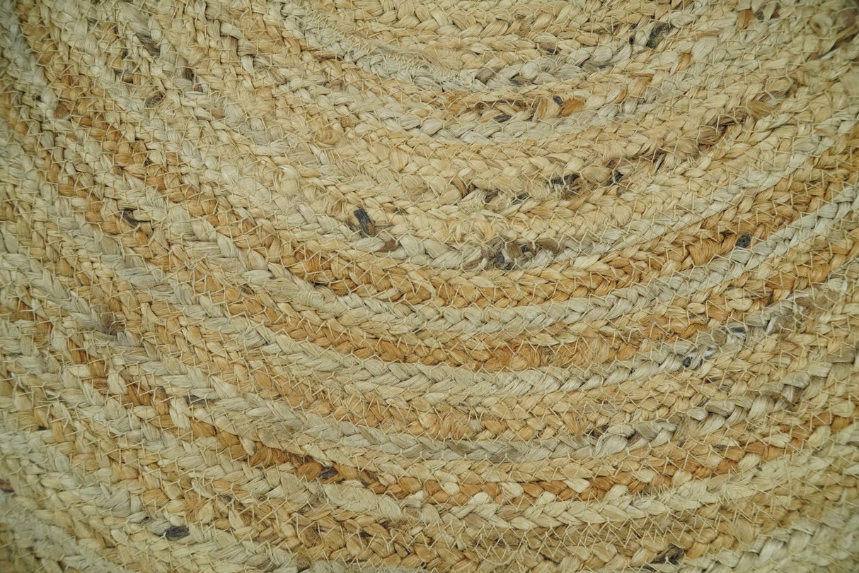Hand Braided Solid Round natural Brown Jute Rug | JR6