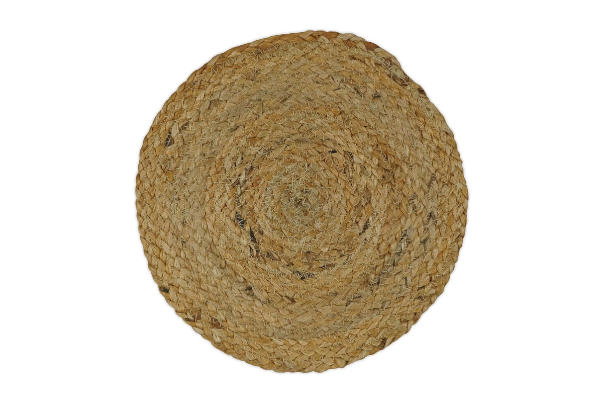 Hand Braided Solid Round natural Brown Jute Rug | JR6