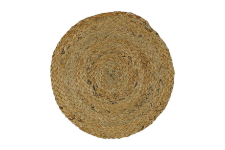 Hand Braided Solid Round natural Brown Jute Rug | JR6