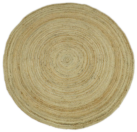 Hand Braided Solid Round natural Brown Jute Rug | JR6