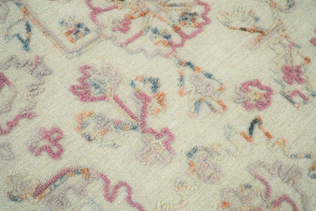Hand Hooked 5x8 Pink and Beige Wool Textured Loop Area Rug | GAR12