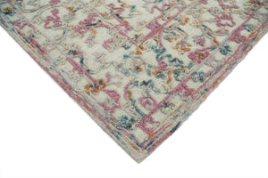 Hand Hooked 5x8 Pink and Beige Wool Textured Loop Area Rug | GAR12