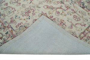 Hand Hooked 5x8 Pink and Beige Wool Textured Loop Area Rug | GAR12