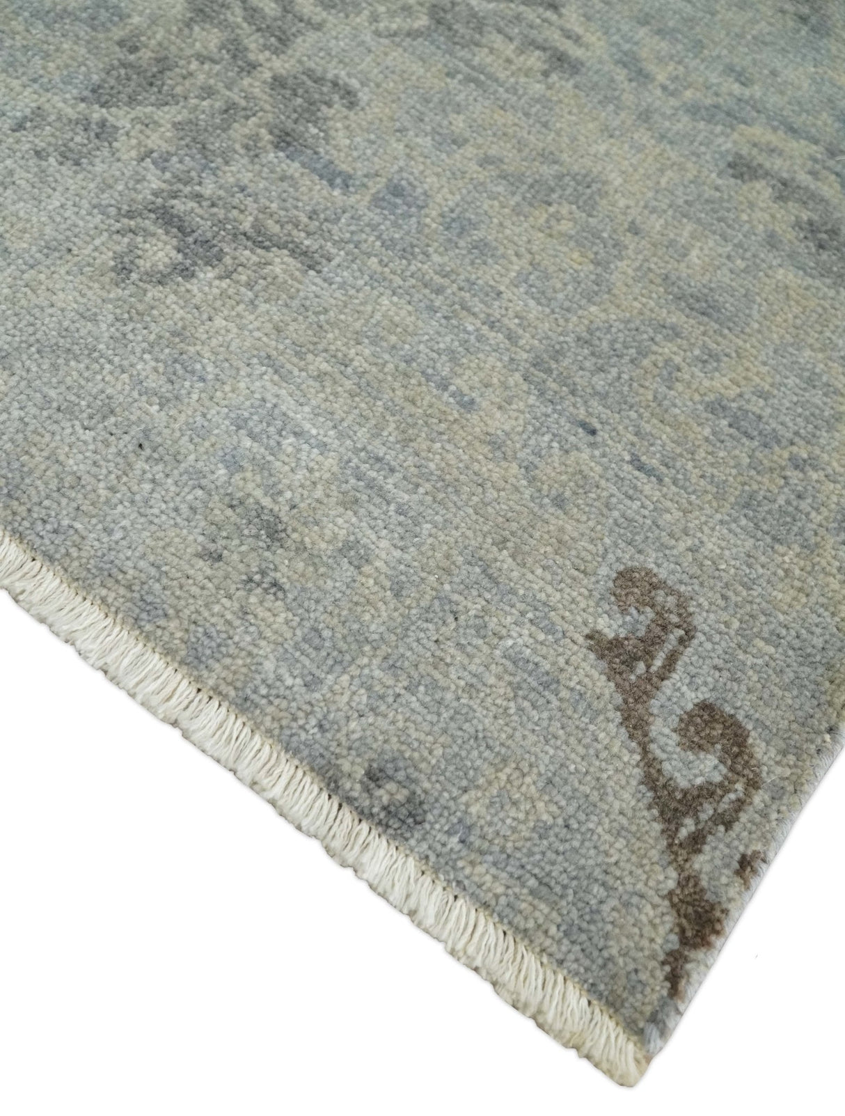 Hand Knotted 2x4 Charcoal, Beige and Olive Traditional Vintage Persian Wool Rug| N2424
