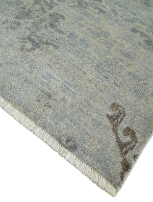 Hand Knotted 2x4 Charcoal, Beige and Olive Traditional Vintage Persian Wool Rug| N2424