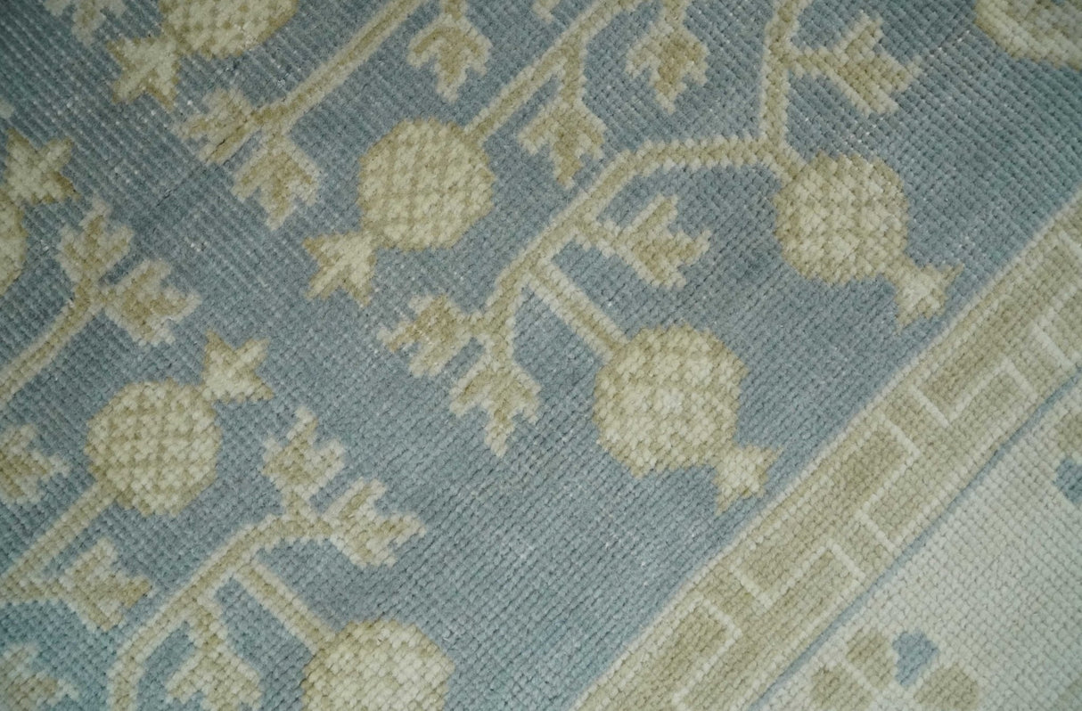 Hand Knotted 3x3 Gray, Ivory and Beige Traditional Low Pile Wool Rug, Bedside Rug | N35033